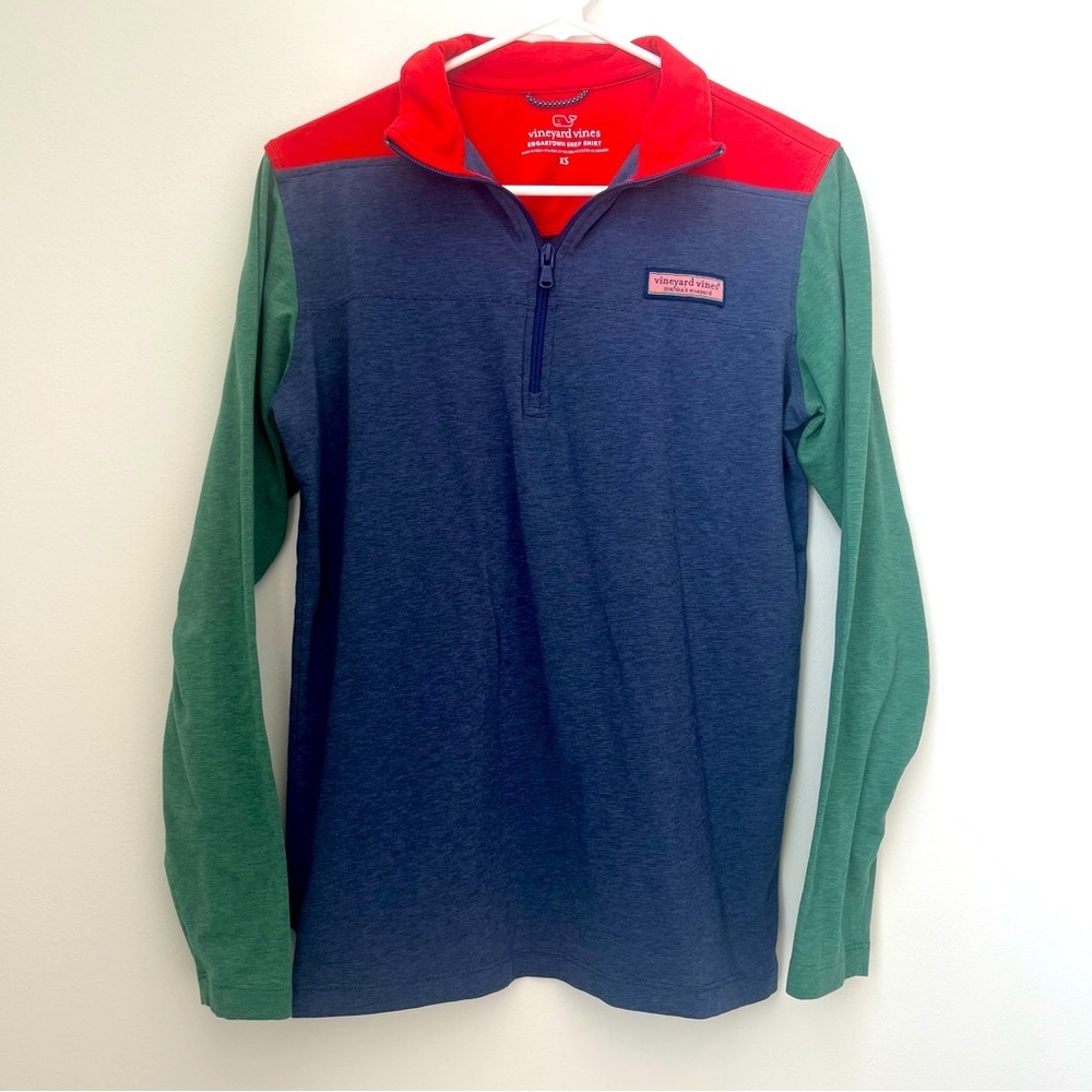 Vineyard Vines Mens XS Blue Colorblock Edgartown Shep 1/4 Zip Sweatshirt